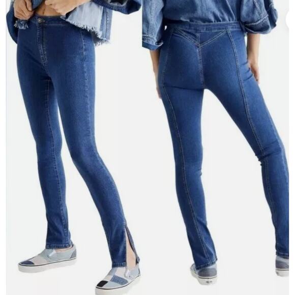 Free People Denim - Free People We the Free Riley Slit Skinny Jeans Denim Stretch Boho Size 30